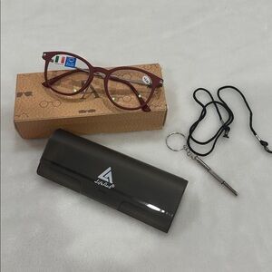 Life Art Red Glasses with Black Case and Accessories